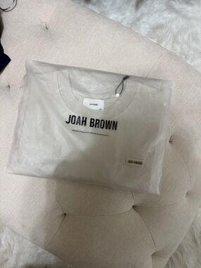 Joah Brown Cream Logo Tee in Protective Packaging. -Sold Out color-